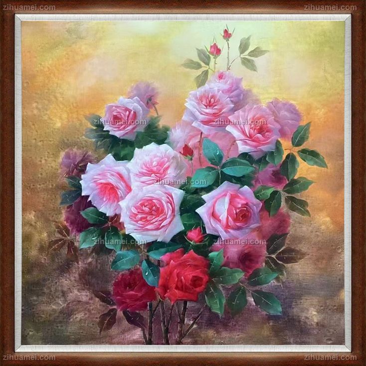 纯手绘花卉油画玫瑰花油画