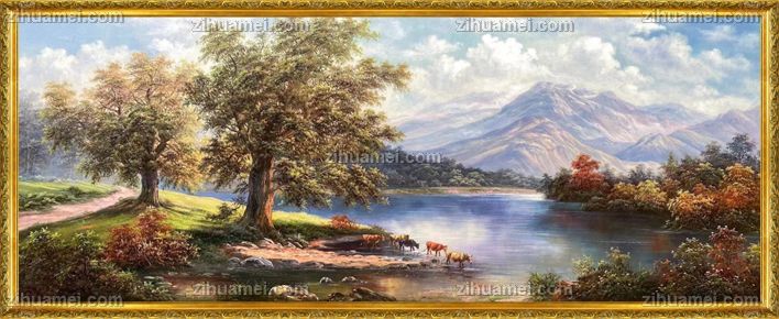 纯手绘高品质欧式古典风景油画山水风景画
