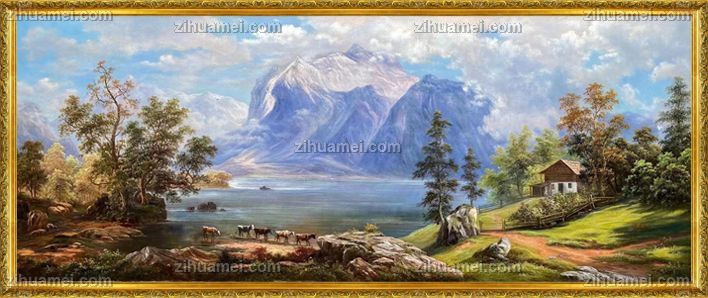适合欧式客厅山水手绘风景油画实木画框