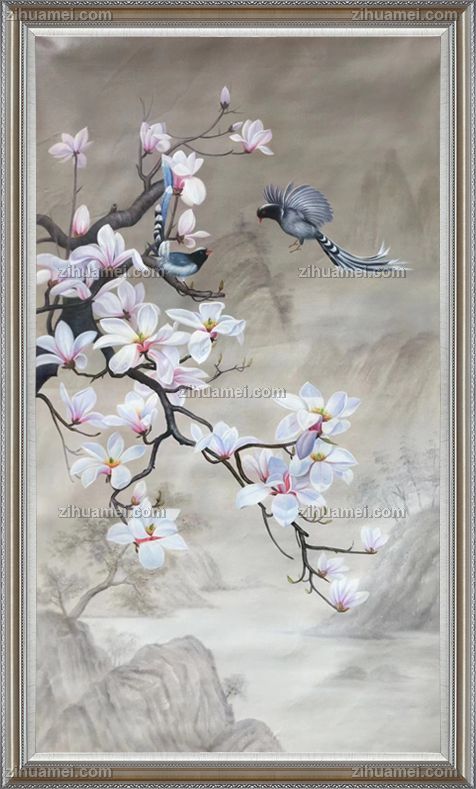 适合走廊过道的花卉油画玉兰花开