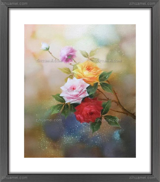 纯手绘写实玫瑰花系列油画