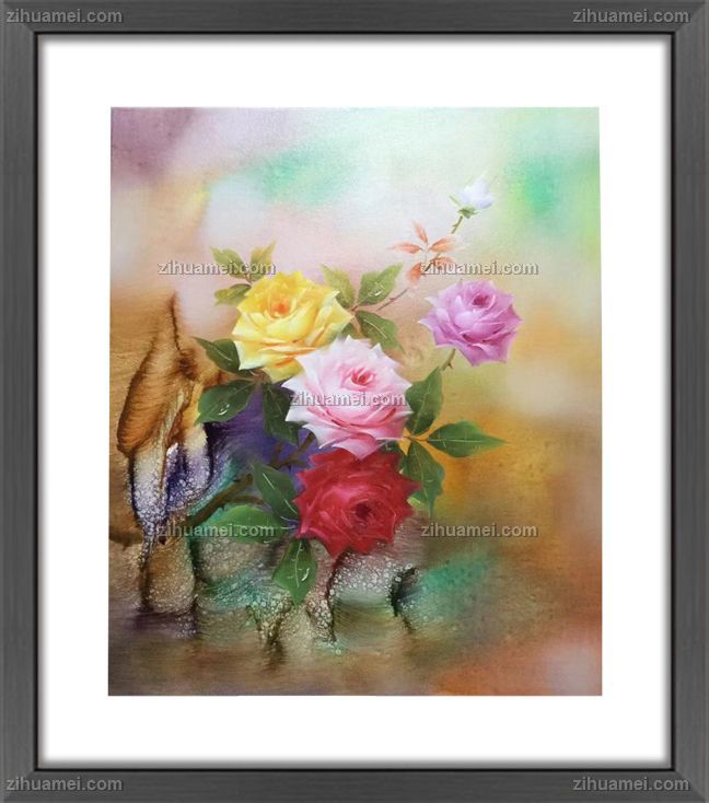 纯手绘花卉油画玫瑰花油画