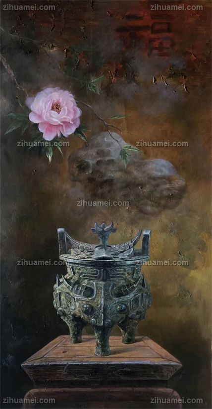 高端精品写实青铜器静物油画