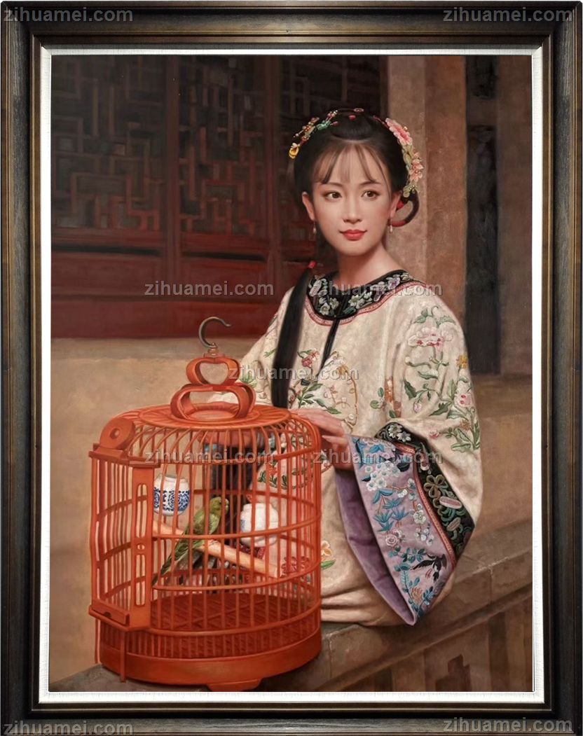 中式古装人物油画