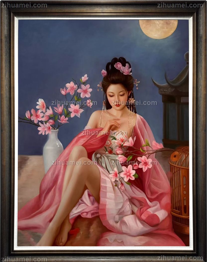 卧室挂画人物油画纯手绘中式人物油画