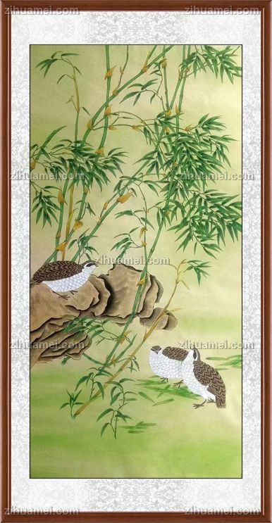 纯手绘工笔四尺国画竹子图