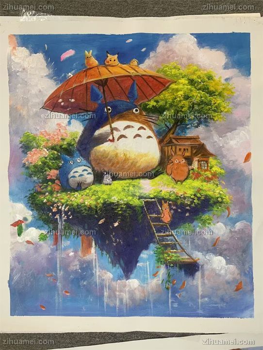 适合儿童房床头的儿童卡通油画