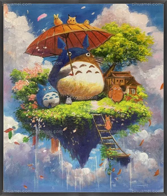 适合儿童房床头的儿童卡通油画