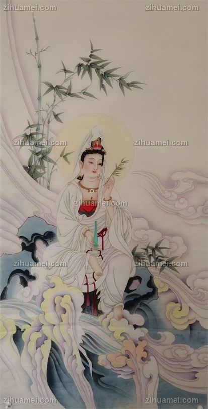 适合大厅中堂中式人物国画观世音菩萨