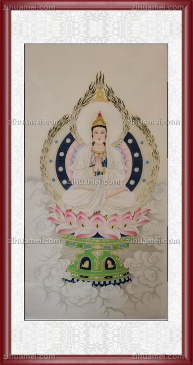中式工笔人物国画观世音菩萨
