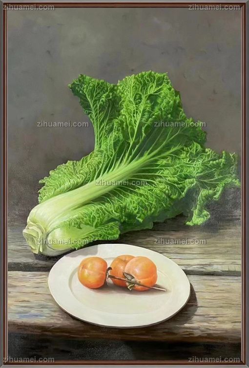 纯手绘精品白菜图写实油画