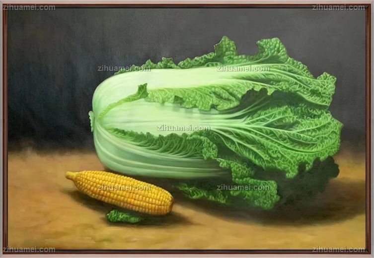 玄关办公室静物油画白菜图