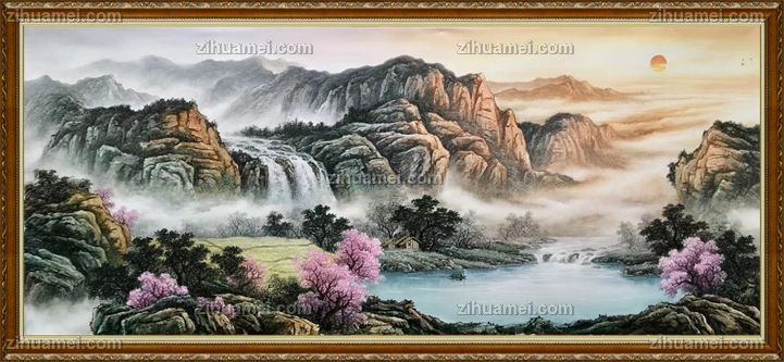 大厅聚宝盆风景油画精品山水画