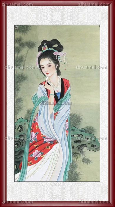 中式玄关走廊人物仕女图