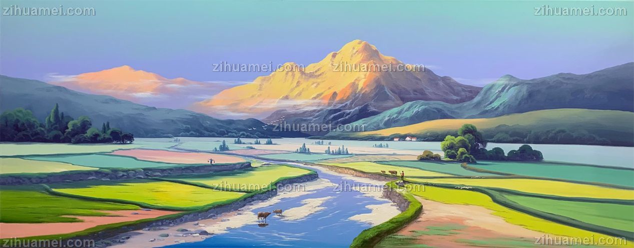 适合大厅酒店的风景海浪油画