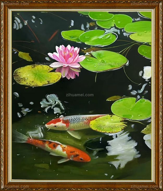 适合餐厅的荷花风景油画