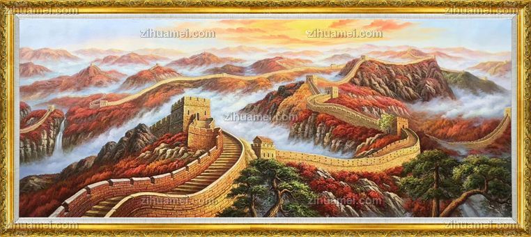 办公室大厅的长城风景油画