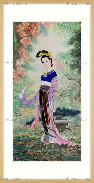 人物国画美女仕女水墨国画