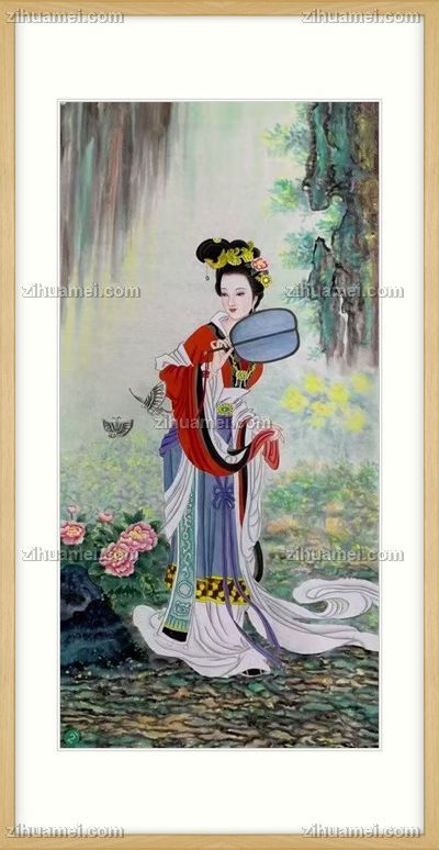 纯手绘仕女美女水墨国画