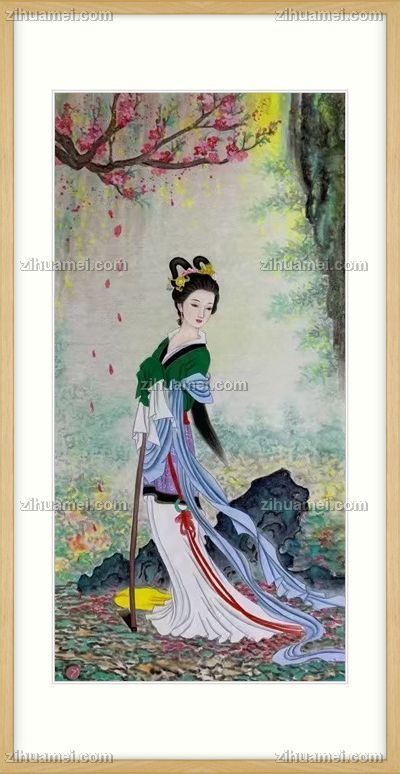 纯手绘仕女美女水墨国画