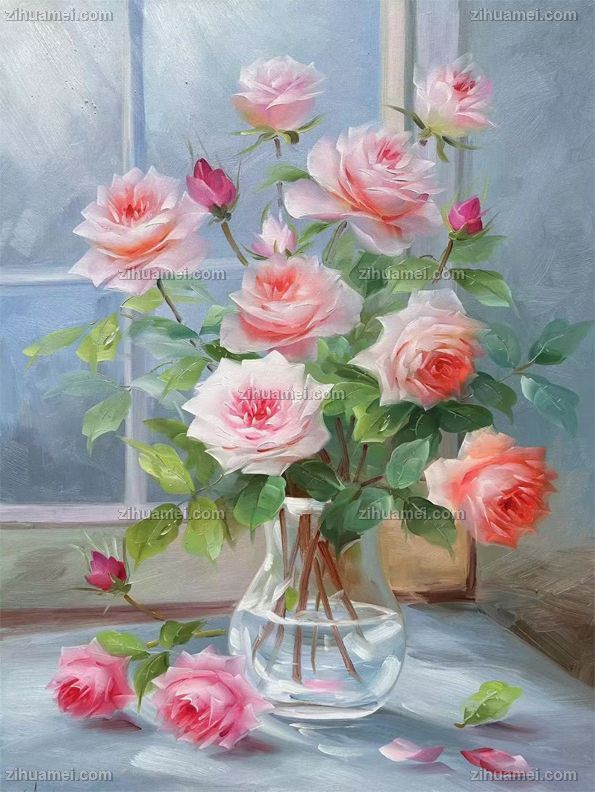 玄关走廊花卉油画玫瑰油画