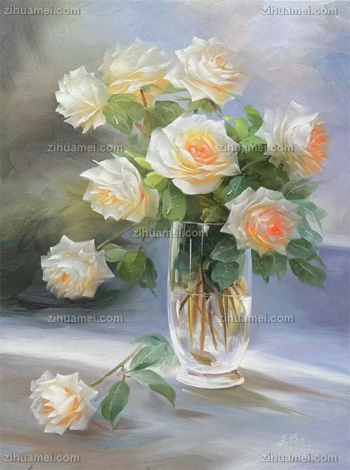 欧式花卉油画玫瑰花