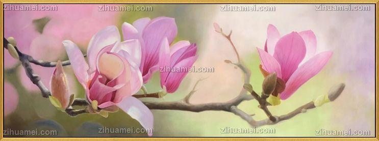 床头装饰画玉兰花油画