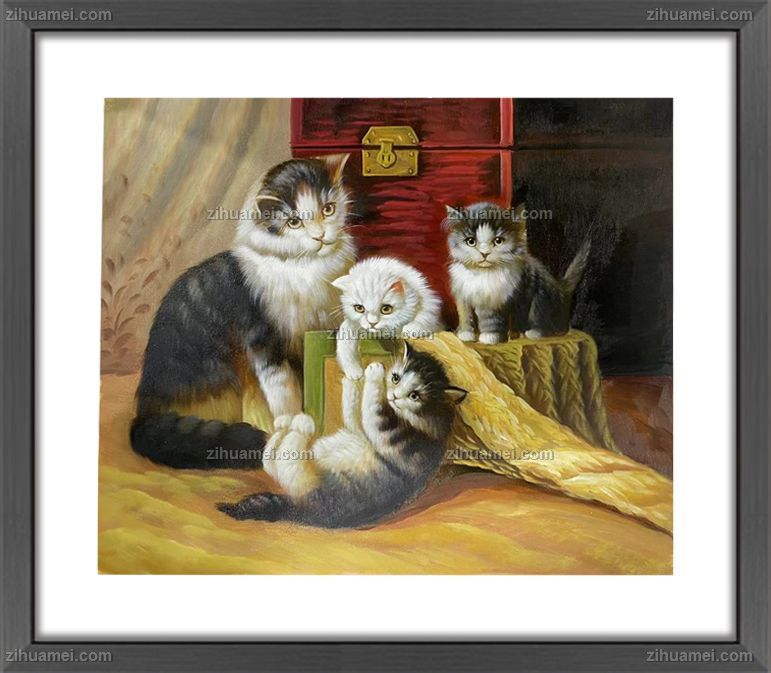 动物宠物油画猫咪小猫油画