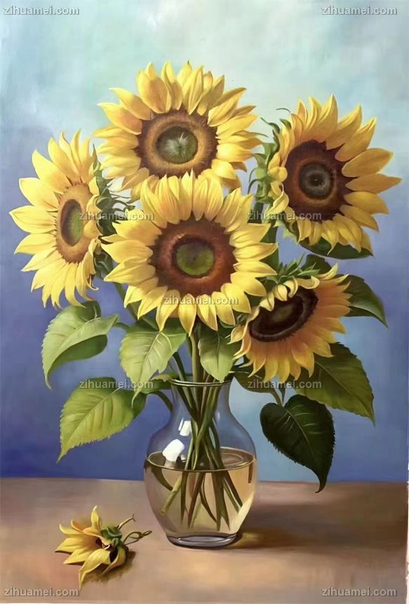 向日葵花卉油画作品