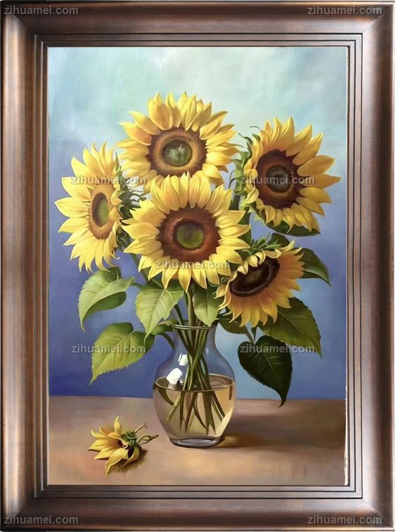 向日葵花卉油画作品