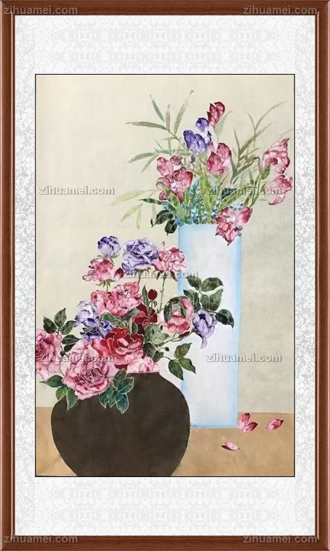 新中式餐厅卧室水墨花卉国画