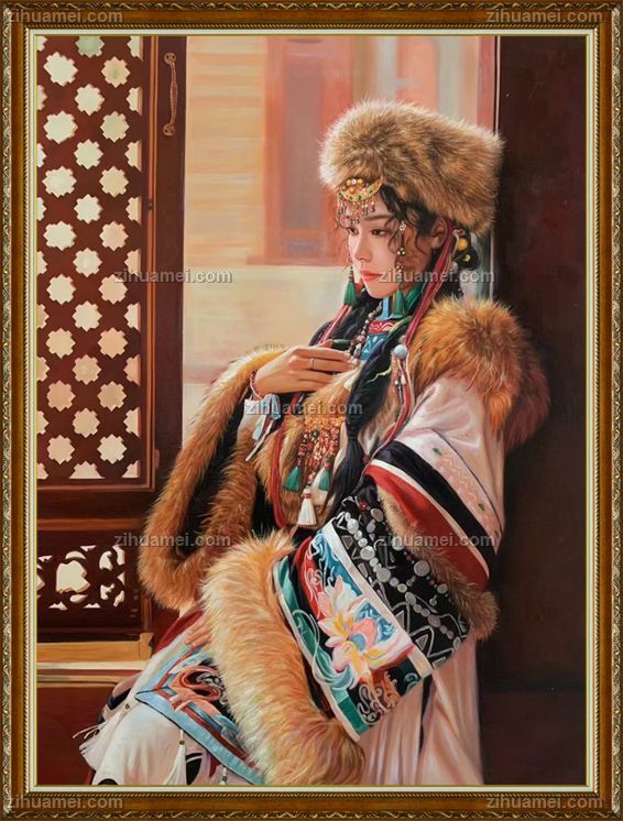 民族美女人物油画