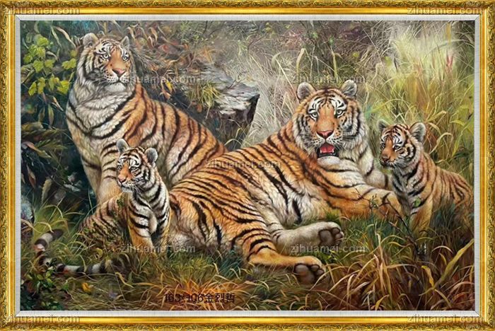 精品写实动物油画老虎油画