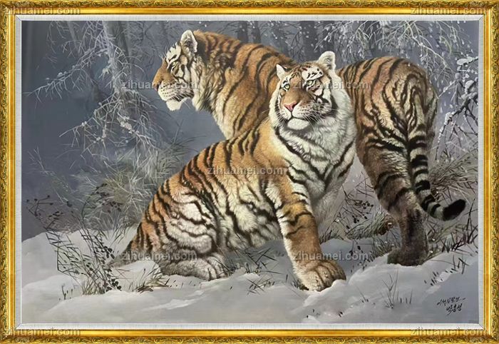 精品写实老虎动物油画