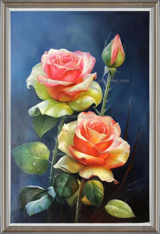 手绘玫瑰花油画