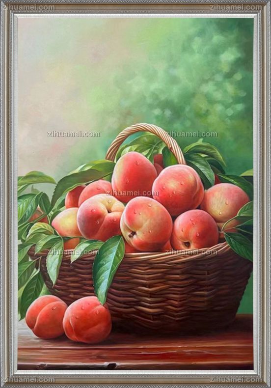送长辈送老师桃子水果静物油画