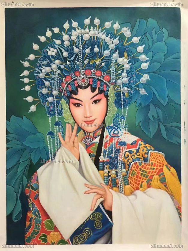 纯手绘大厅人物油画京剧角色人物油画