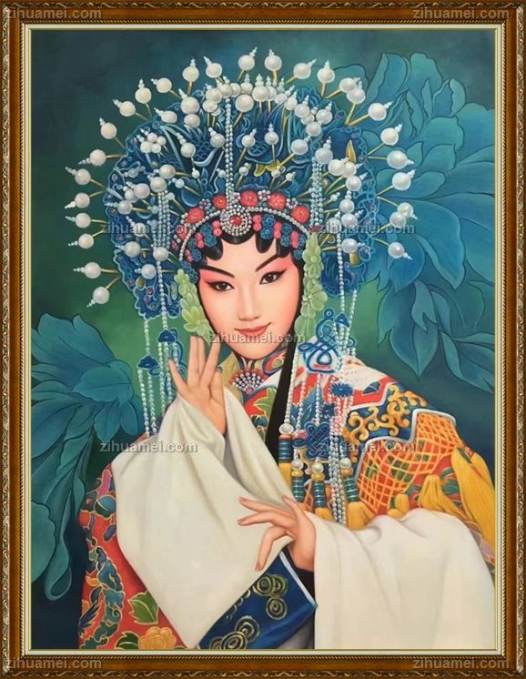 纯手绘大厅人物油画京剧角色人物油画