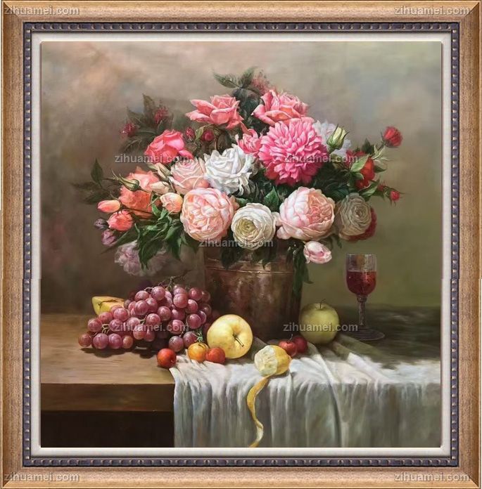收藏精品欧式古典花卉油画