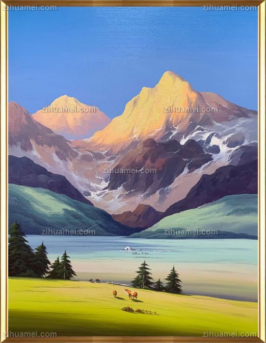 简约山川风景油画