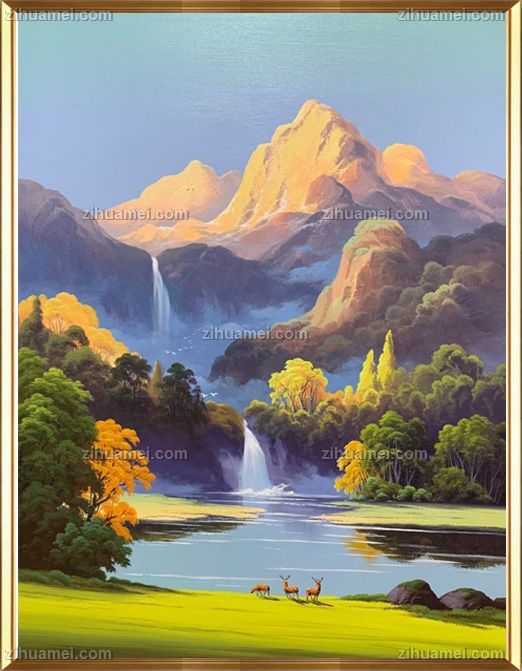 欧式牧羊人山川风景油画