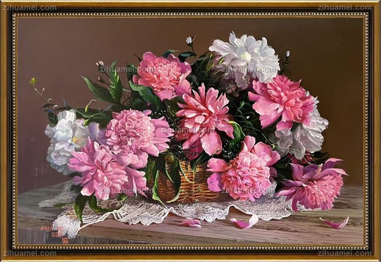 纯手绘花卉静物写实油画
