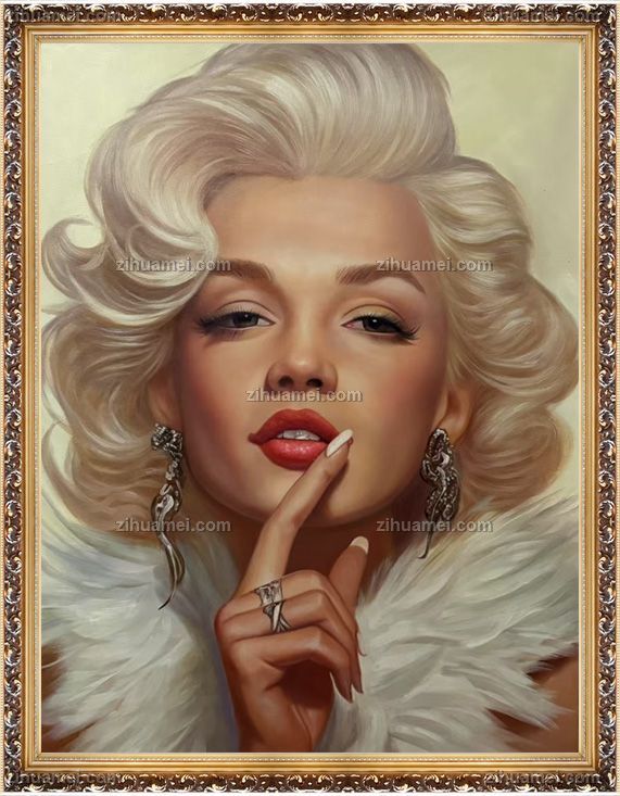 纯手绘金发美女人物油画人体艺术