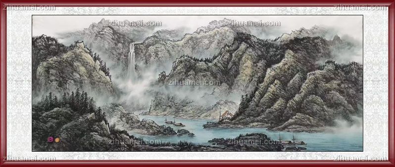 一帆风顺聚宝盆国画