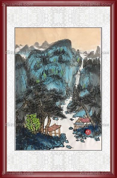 浓墨重彩纯手绘小写意山水画