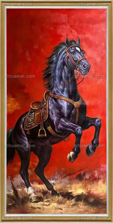 玄关走廊龙马精神动物油画