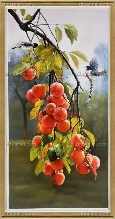 走廊过道柿子静物油画