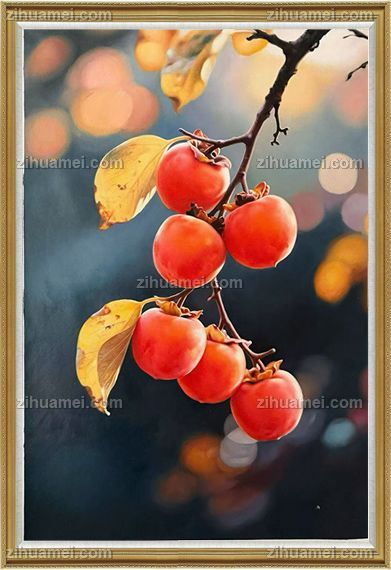 柿子静物写实油画