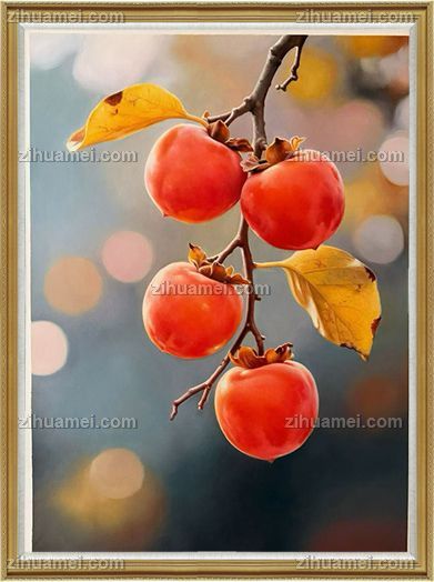 柿子静物写实油画