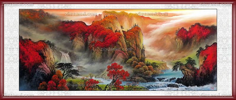 山水风景国画客厅大厅纯手绘国画